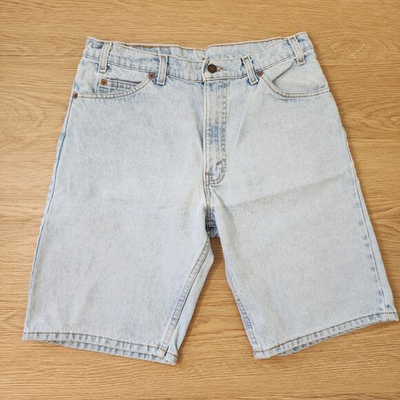 Levis 550 Relaxed Fit Denim Shorts Mens 34 Light Blue Wash Cotton Vtg Orange Tab - Picture 8 of 9